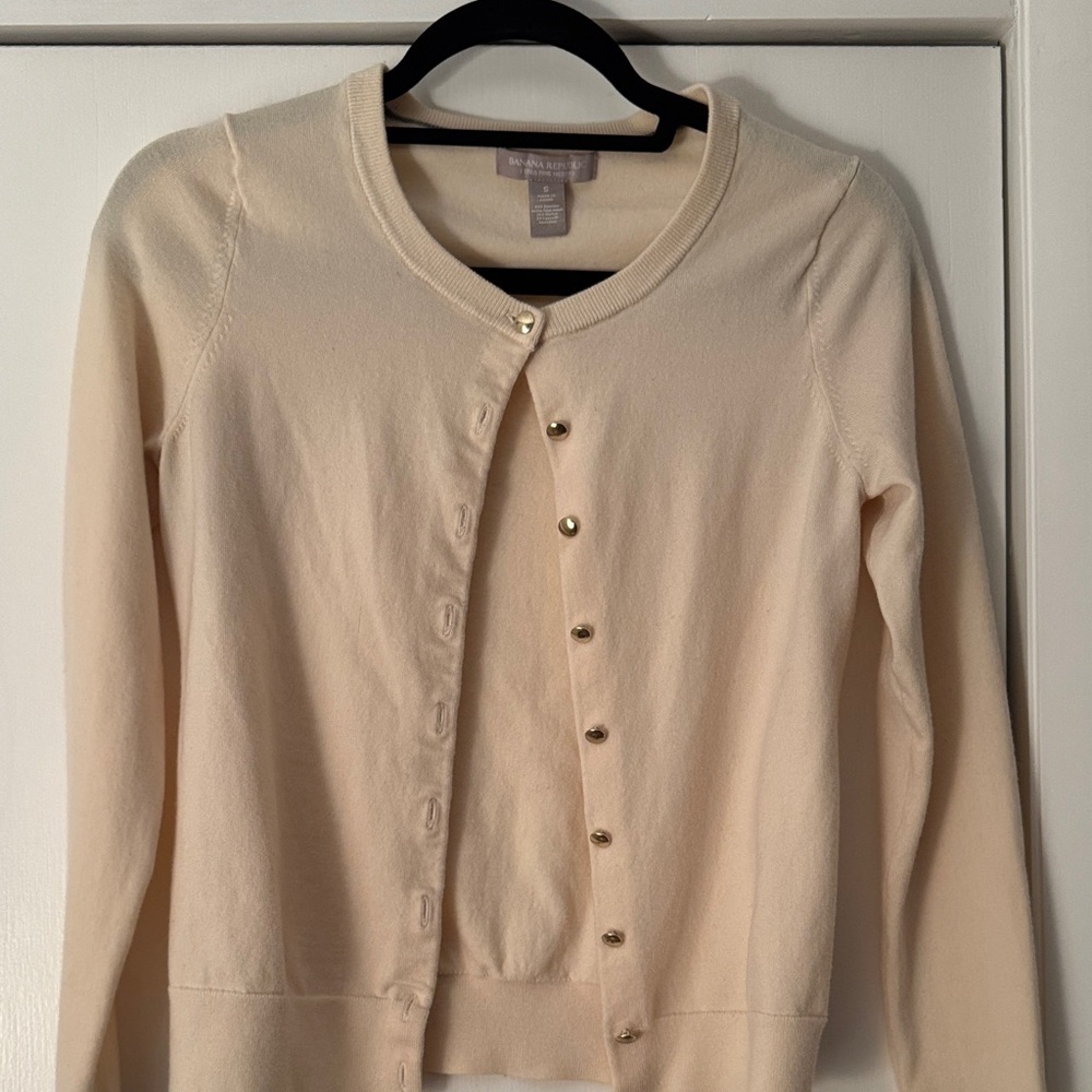 J. Crew Cream Button-Up Cardigan